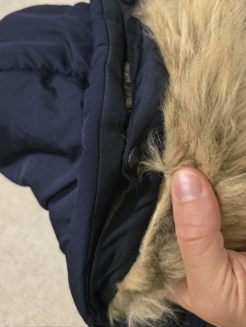 Zara Kids Navy Puffer Jacket with Faux Fur Hood